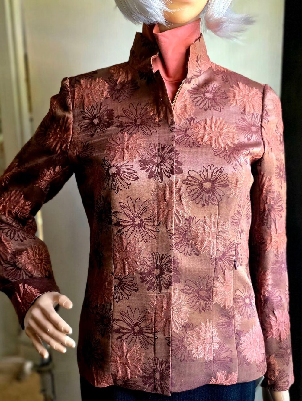 NWT Company Ellen Tracy Petite 2 Floral Silk Wool Jacket Top 2 Piece Set